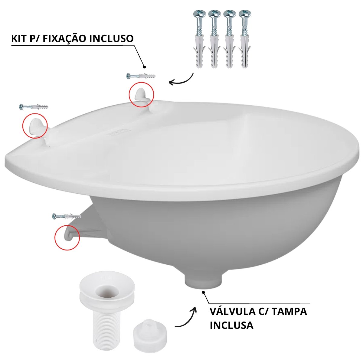 Pia Lavatório Banheiro Plástico 4L Branca | Astra - 4