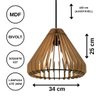 Luminária Teto tipo Pendente CONE MDF - Completa - Cor: Marrom - 3