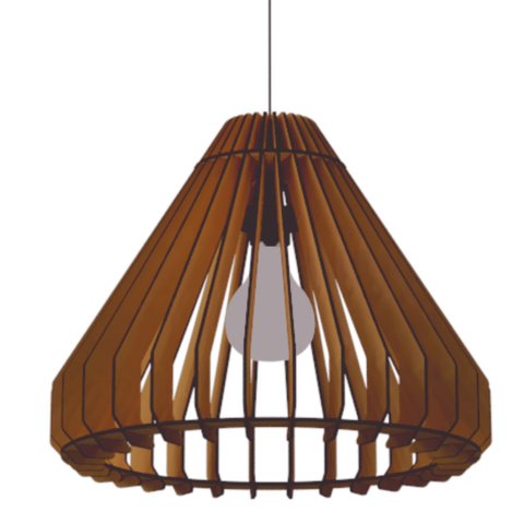Luminária Teto tipo Pendente CONE MDF - Completa - Cor: Marrom