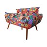 Namoradeira Decorativa Opala Suede Patchwork 2 Lugares Pés Madeira Ms Decor - 1