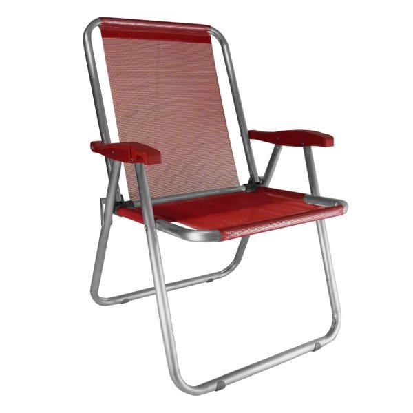 Cadeira Max Alumínio Vermelha Praia Reforçada Até 140kg Zaka