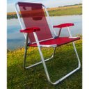 Ver imagem 4 de Cadeira Max Alumínio Vermelha Praia Reforçada Até 140kg Zaka