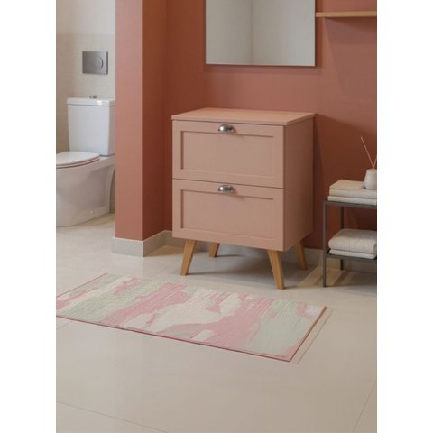 Gabinete para Banheiro com Tampo 60cm Retro Mdf Rosa Milano - On Móveis