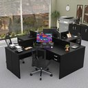 Ver imagem 1 de Estação de Trabalho com 4 Escrivaninhas em L Office Preto