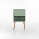 Ver imagem 1 de Mesa de Cabeceira Ivvie 1 Gaveta 1 Nicho 43 Cm X 40 Cm Verde Jade / Tauari