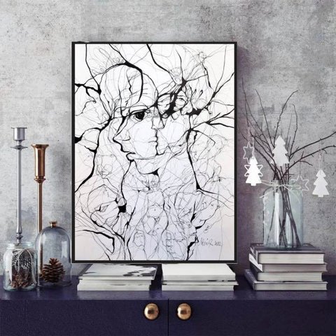 Quadro Decorativo Rostos Abstratos