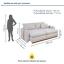 Ver imagem 3 de Sofá Cama Retrátil e Reclinável 3 Lugares Pés Madeira Maciça 230cm França Yescasa