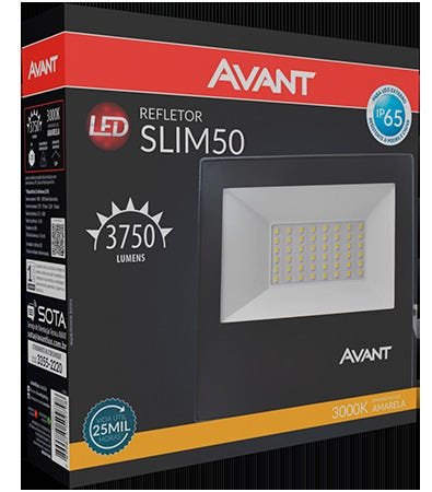 KIT 9 REFLETOR LED SLIM 50W 3000K BRANCO QUENTE IP65 AVANT - 2