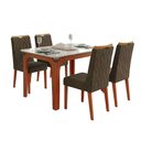 Ver imagem 1 de Conjunto Sala de Jantar Mesa Tampo em Vidro 1,20m Mel 4 Cadeiras Bel
