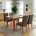 Ver imagem 2 de Conjunto Sala de Jantar Mesa Tampo em Vidro 1,20m Mel 4 Cadeiras Bel