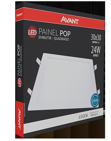 Kit 10 Painel Plafon LED Embutir Quadrado 30 x 30cm 24W 6500K Branco Frio Avant - 2