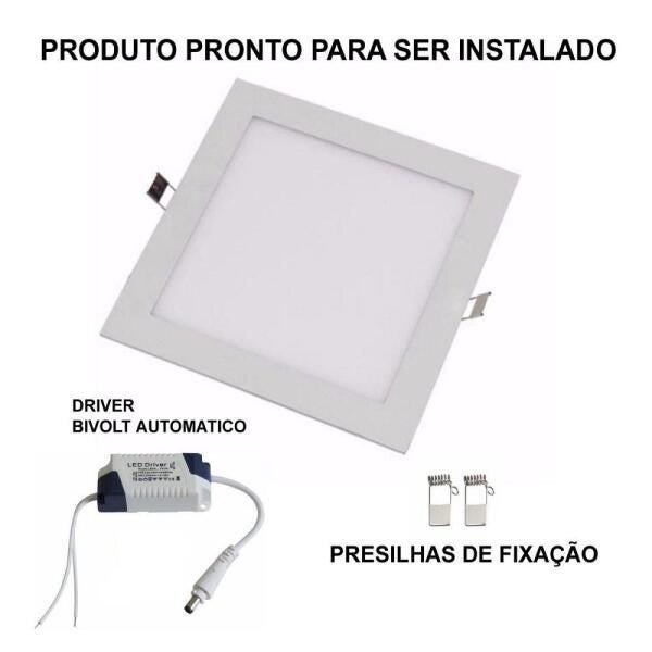 Kit 15 Painel Plafon LED Embutir Quadrado 22 x 22cm 18W 6500K Branco Frio Avant - 3