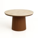 Ver imagem 1 de Mesa de Jantar 140 Cm Base Cilíndrica e Tampo Duplo Quartzito Taj Mahal & Nogueira