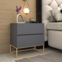Ver imagem 2 de Kit 2 Mesinhas de Apoio para Cabeceira Cama Quarto Casal 45cm Compacta:cinza