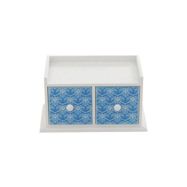Caixa de Madeira Decorada de Azulejo 2 Divisões Drawers 23,5cmx11cmx13,5cm Rojemac - 2