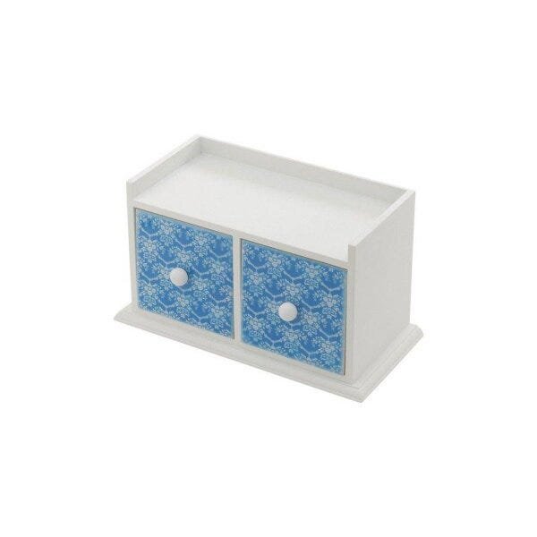 Caixa de Madeira Decorada de Azulejo 2 Divisões Drawers 23,5cmx11cmx13,5cm Rojemac - 1