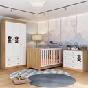 Ver imagem 1 de Quarto de Bebê Completo com Berço Americano 3 em 1 Teddy Multimóveis Mp4652 Madeirado/branco