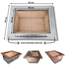Braseiro de Bancada Duplo 50x40 com Manta Térmica Borda Inox - 4
