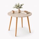 Ver imagem 5 de Mesa de Jantar Sofia 4 Lugares Redonda MDF Fendi Pés de Madeira Natural Marin Brasil