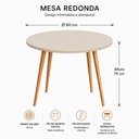 Ver imagem 2 de Mesa de Jantar Sofia 4 Lugares Redonda MDF Fendi Pés de Madeira Natural Marin Brasil