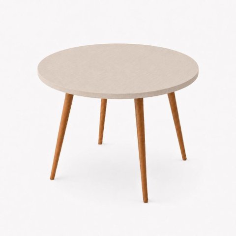 Mesa de Jantar Sofia 4 Lugares Redonda MDF Fendi Pés de Madeira Natural Marin Brasil