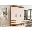 Ver imagem 1 de Guarda Roupa Solteiro 3 Portas e 4 Gavetas C/ Pés Briz Lema B55 Nature/off White - Henn