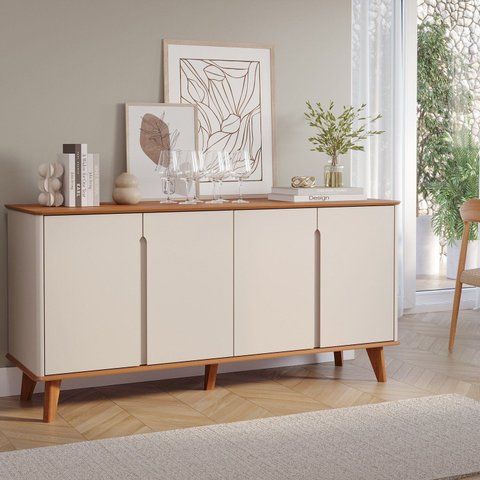 Buffet para Sala de Jantar 4 Portas Serena Bege/Cinamomo/Offwhite