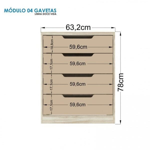 Módulo Gaveteiro 4 Gavetas Famosa Santos Andira - 2