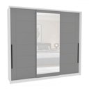 Ver imagem 2 de Guarda-roupa Casal Lisboa 3 Portas 4 Gavetas com Espelho Branco/cinza - Politorno