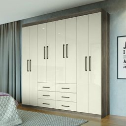 Guarda-Roupa Casal 8 Portas 6 Gavetas Liverpool e Cômoda Master 2 Portas e 4 Gavetas Santos Andira - 4