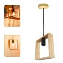 Ver imagem 1 de Lustre Pendente Rústico Formato Quadro em Madeira Canopla Regulável 1,20m para Teto Fio Pp Bocal Soq