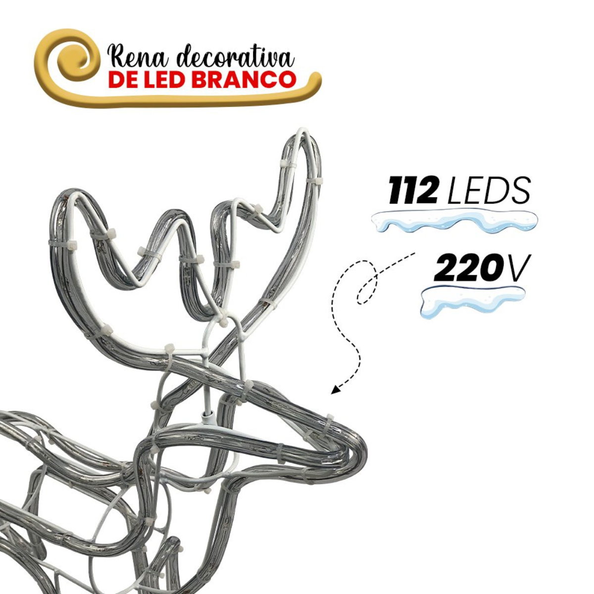 Armação Rena Macho de Led Média Natal 220v Decoração Jardim - 7