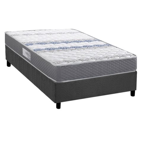 Conjunto Box Solteiro: Colchão Espuma Herval D60 / Ag65 Timeless + Base Crc Suede Gray (88x188)