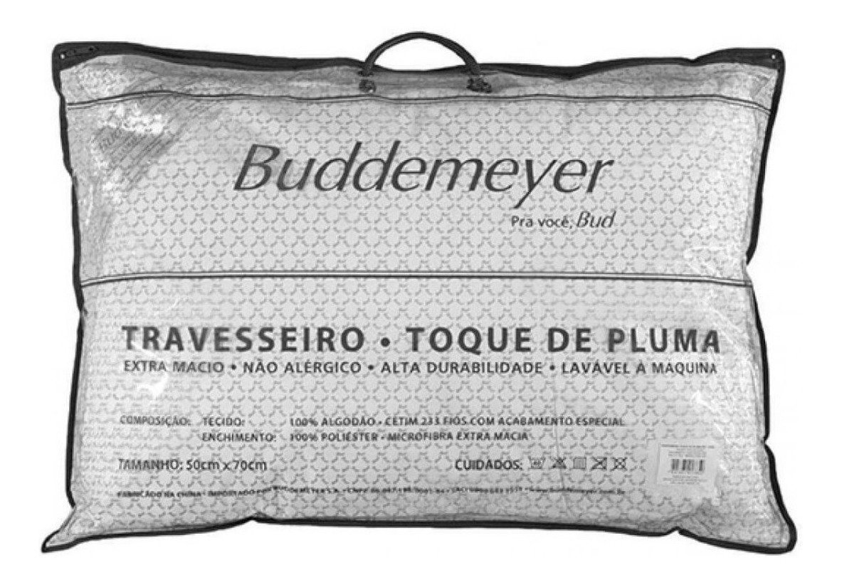 Travesseiro Buddemeyer Toque de Pluma tradicional 90cm x 50cm cor branco