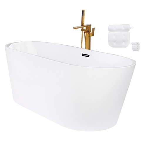 Kit Banheira Freestanding Venezza 1.50m c/Misturador Dourado