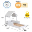 Ver imagem 4 de Cama Infantil Montessoriana C/ Proteção 108cm Estilo Casinha Cor:branco