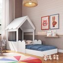 Ver imagem 1 de Cama Infantil Montessoriana C/ Proteção 108cm Estilo Casinha Cor:branco