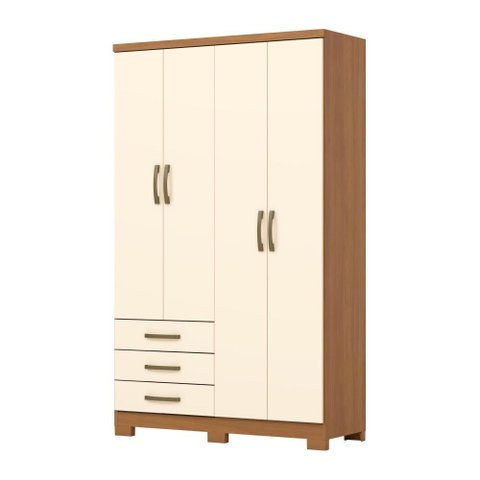 Guarda Roupa 04 Portas e 03 Gavetas Caju Da135 Cinamomo Off White - Henn