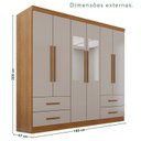 Ver imagem 4 de Guarda-Roupa Casal com Espelho 6 Portas 4 Gavetas Texas Premium Marrom/Cinamomo/Off White
