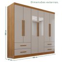 Ver imagem 3 de Guarda-Roupa Casal com Espelho 6 Portas 4 Gavetas Texas Premium Marrom/Cinamomo/Off White
