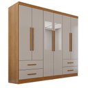 Ver imagem 3 de Guarda-Roupa Casal com Espelho 6 Portas 4 Gavetas Texas Premium Marrom/Cinamomo/Off White