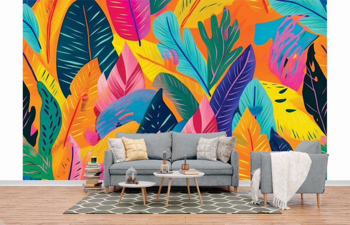 Papel de Parede 3D Painel 4M Folha Bananeira Decorada Jadim Realista Auto Colante Lavável