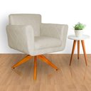 Ver imagem 2 de Poltrona Decorativa Isabela em Tressê Pés Madeira Giratório Suede Bege - Ds Estofados
