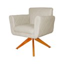 Ver imagem 3 de Poltrona Decorativa Isabela em Tressê Pés Madeira Giratório Suede Bege - Ds Estofados