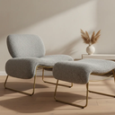 Ver imagem 2 de Kit Poltrona e Puff Calm Versátil Boucle Zahav Estofados:bouclé Cinza