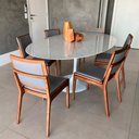 Ver imagem 2 de Cadeira para Mesa de Jantar Britney 43cm Madeira Maciça | Courino Factor Bege - Sallar Home