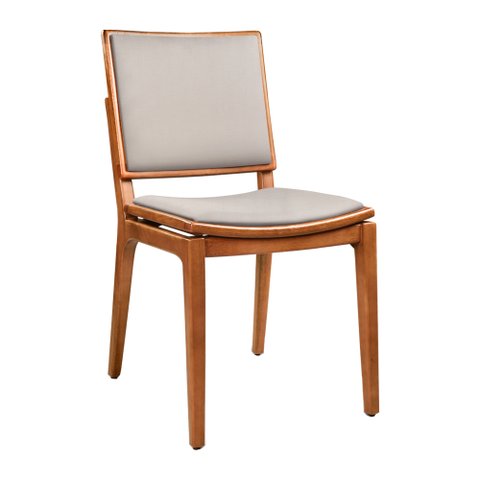 Cadeira para Mesa de Jantar Britney 43cm Madeira Maciça | Courino Factor Bege - Sallar Home