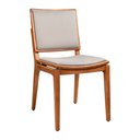 Ver imagem 1 de Cadeira para Mesa de Jantar Britney 43cm Madeira Maciça | Courino Factor Bege - Sallar Home