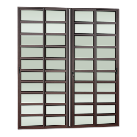 Porta Correr c/Trav.4F.Móv.210x200 Elite c/Fechad.Tet.V.Lis.Marrom Corten Brimak