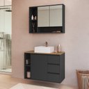 Ver imagem 1 de Conjunto para Banheiro Gabinete Suspenso 80cm com Cuba e Espelheira Belagavi Preto/Grafite